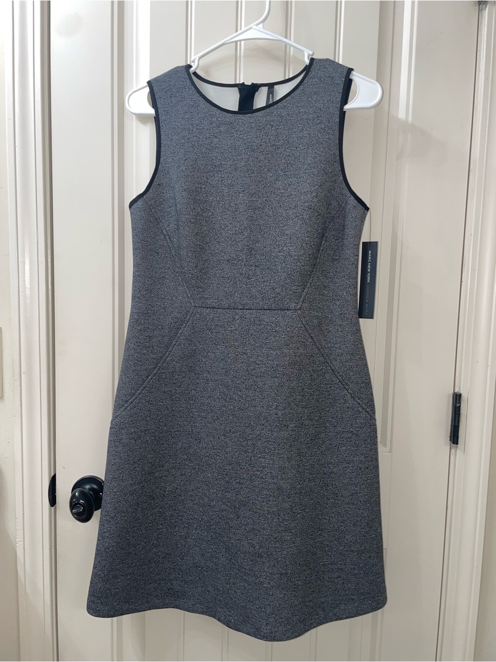 Andrew Marc Sleeveless Heather Gray A-Line Midi Dress